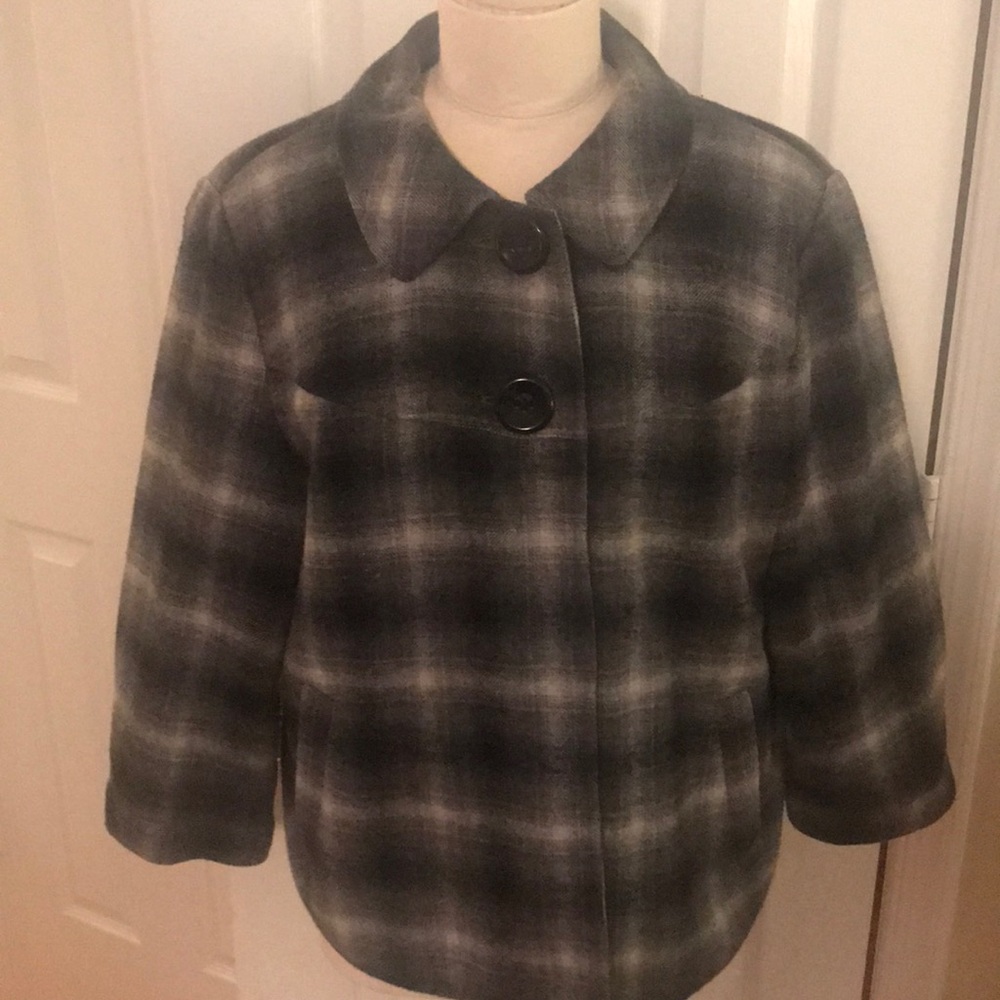 Woman’s two button plaid jacket